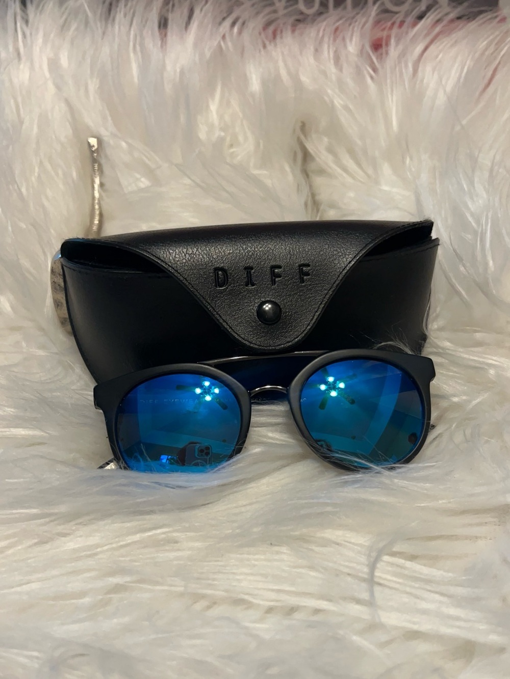 Diff Astro polarized Men’s Matte Black Frames with Blue sunglasses unisex